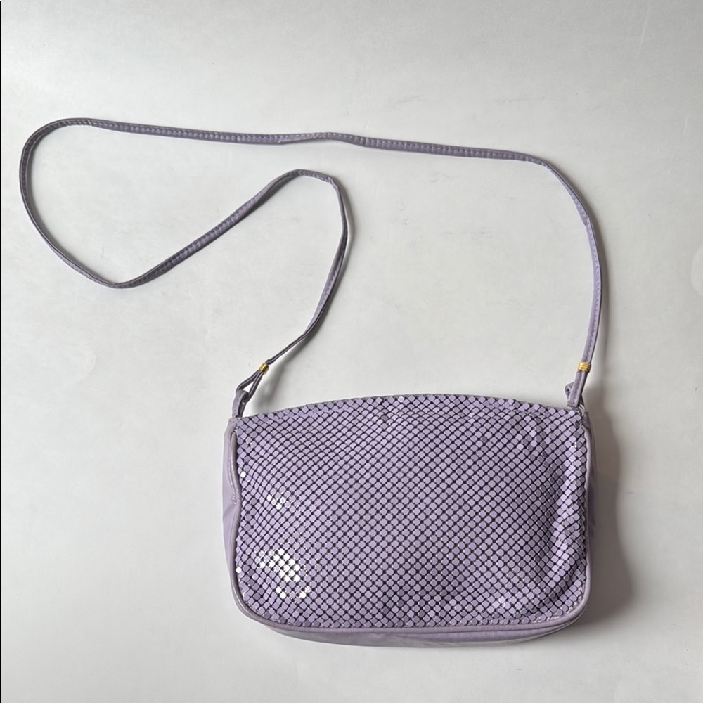 Whiting & Davis Lavender Purple Crossbody Bag with Mesh Texture